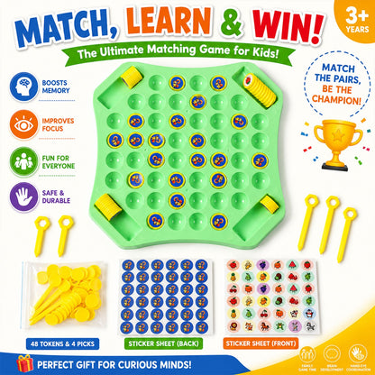 Child playing the educational flip and match memory puzzle game