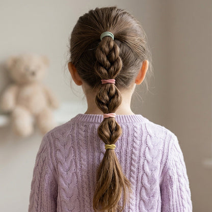 Assortment of neutral tone elastic hair bands, ideal for versatile daily hairstyles.