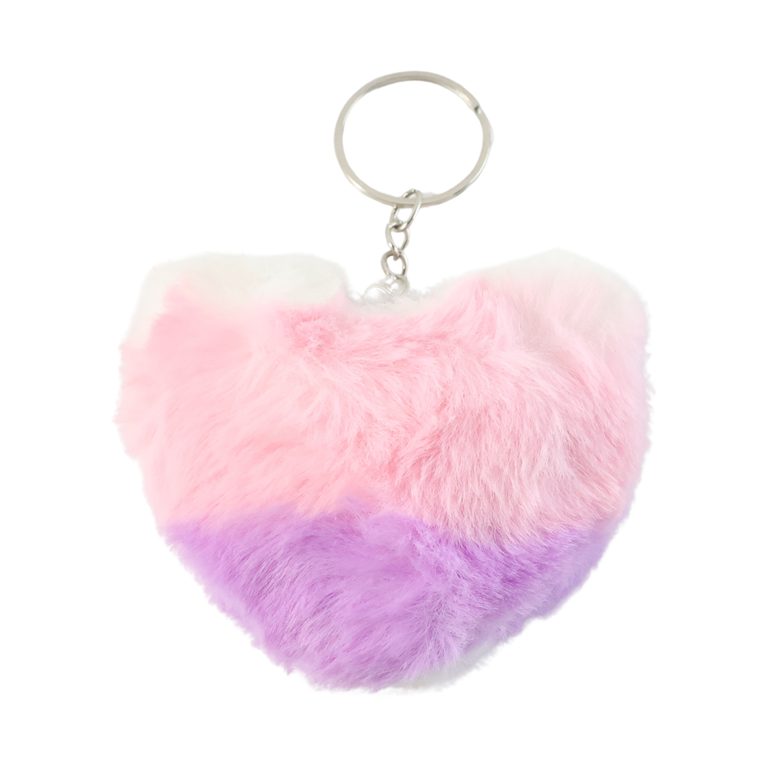 Cute toy heart plush keychain accessory in pink and purple