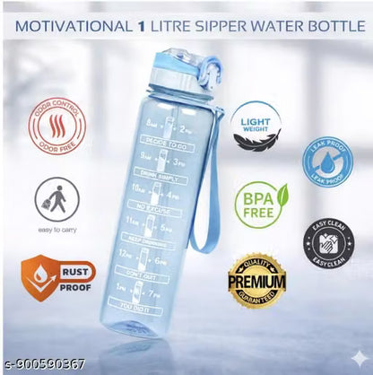 Motivational 900 ml Time Marker , Leak Proof , Durable, BPA Free , Non Toxic Sipper Water Bottle for Office , School and Gym Training (Pack of 2 - Multicolor)