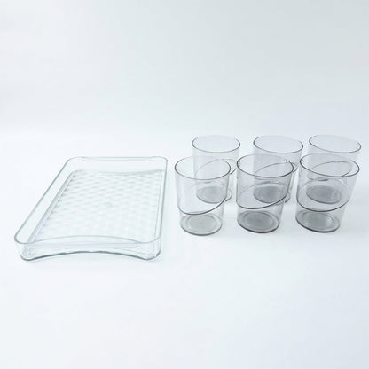 Glass tumblers with stylish serving tray for parties