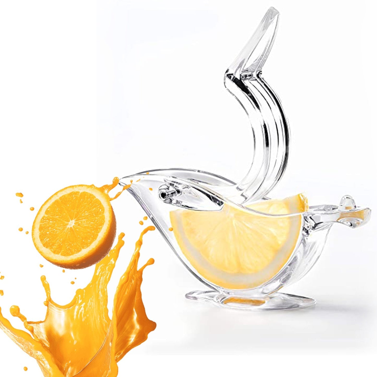 ChefAura bird-shaped lemon squeezer shown with its retail color packaging.