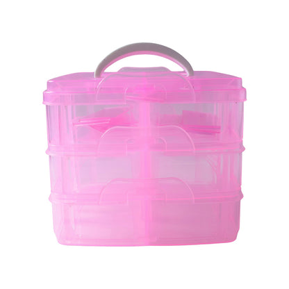 Organivo branded 3-tier plastic craft storage box with clear layers