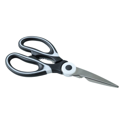 Multi-Function Kitchen Scissor demonstrating its integrated fish scale remover.
