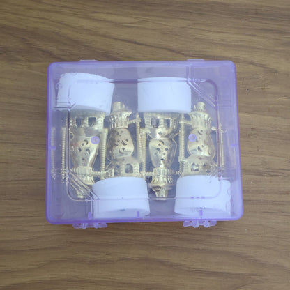 Flameless LED tealights used as festival decoration on a traditional Indian setup.
