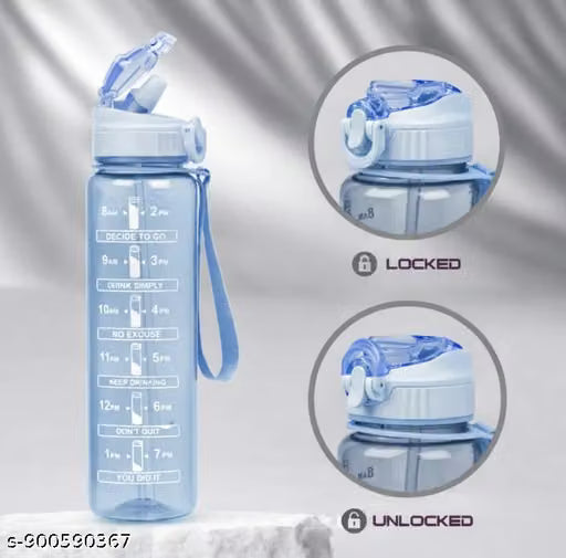 Motivational 900 ml Time Marker , Leak Proof , Durable, BPA Free , Non Toxic Sipper Water Bottle for Office , School and Gym Training (Pack of 2 - Multicolor)