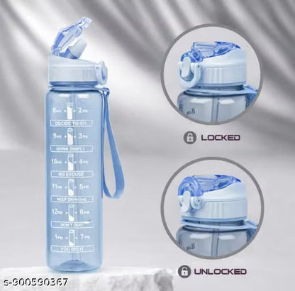 Motivational 900 ml Time Marker , Leak Proof , Durable, BPA Free , Non Toxic Sipper Water Bottle for Office , School and Gym Training (Pack of 2 - Multicolor)