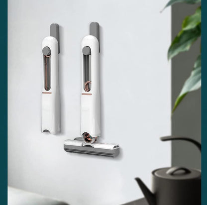 The Portable Self-Squeeze Mini Mop demonstrating its flexibility for tight spaces.