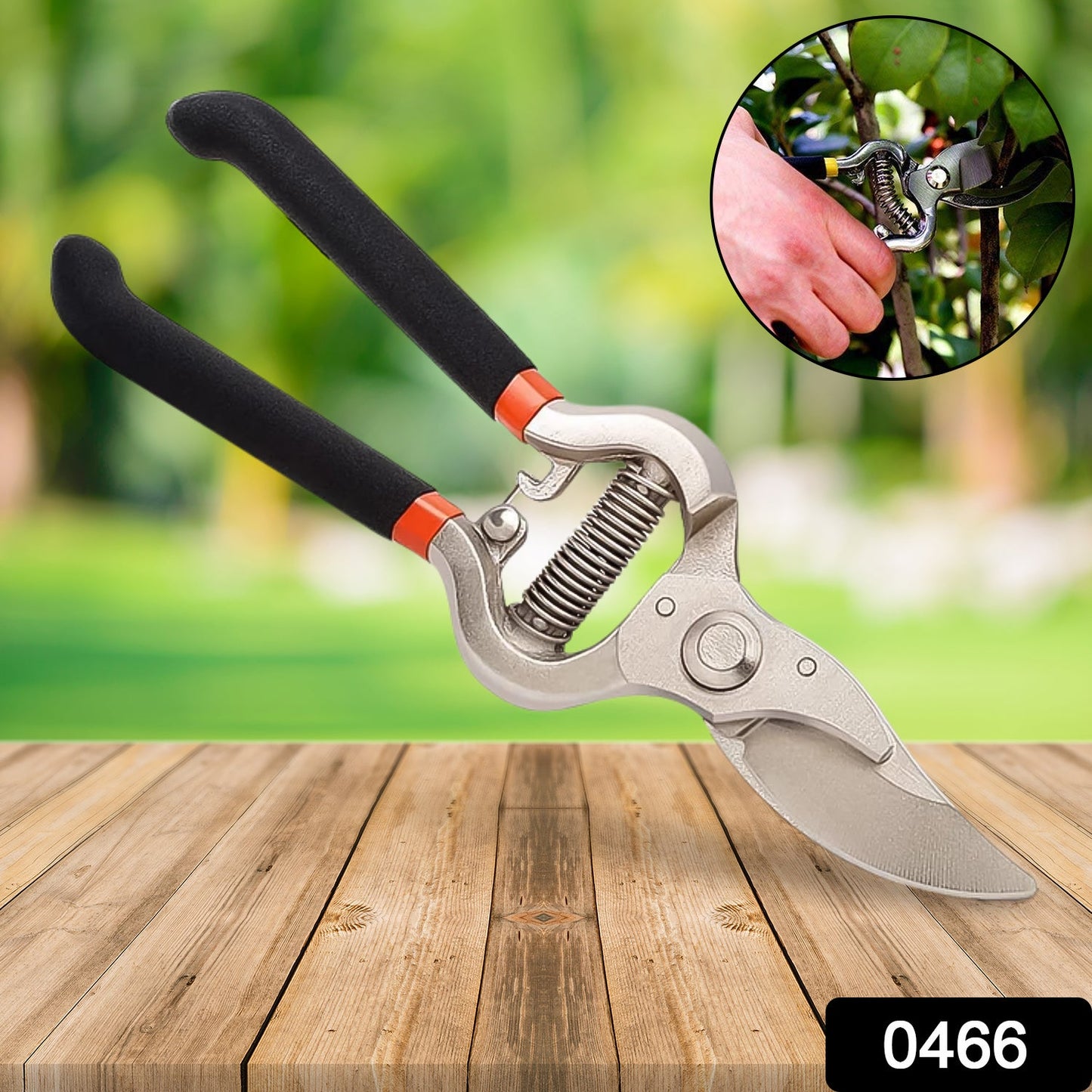 Side view of Grow Garden Tools Pruning Shears with safety lock engaged.