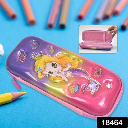 Durable zipper cartoon pencil case in bright colors