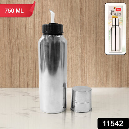 Side view of stainless steel oil pourer 750ml showing sleek design