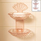 2 in 1 double layer plastic soap dish holder, wall mounted and self adhesive (1 pc)