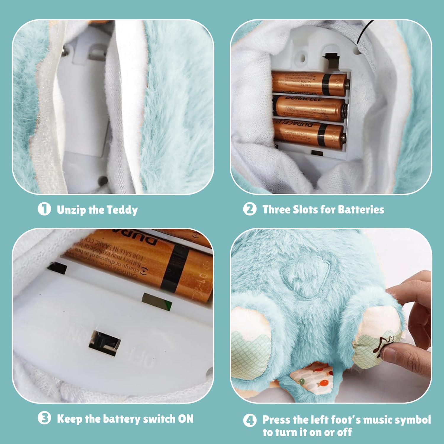 LED light plush teddy bear playing soothing music for children