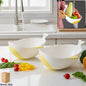 Plastic rice washing bowl and strainer with integrated colander