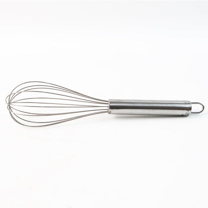 Stainless steel balloon whisk used for mixing batters and sauces
